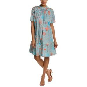 Sheridan French Lillian Shift Dress Women’s Medium Teal Blue Coral Studded